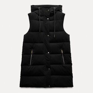 Zara Women's Black Puffer Vest